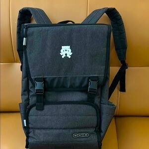 OGIO Black Backpack with Flap-Over Design and Padded Straps